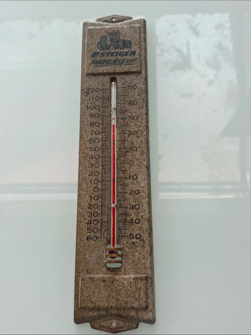Antique Branded Brown Vintage-Style Wall Thermometer